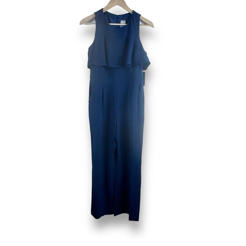 Vince Camuto Women's 6 PetiteโBlouson Tier Jumpsuit Navyโ Blue Semi Formal New